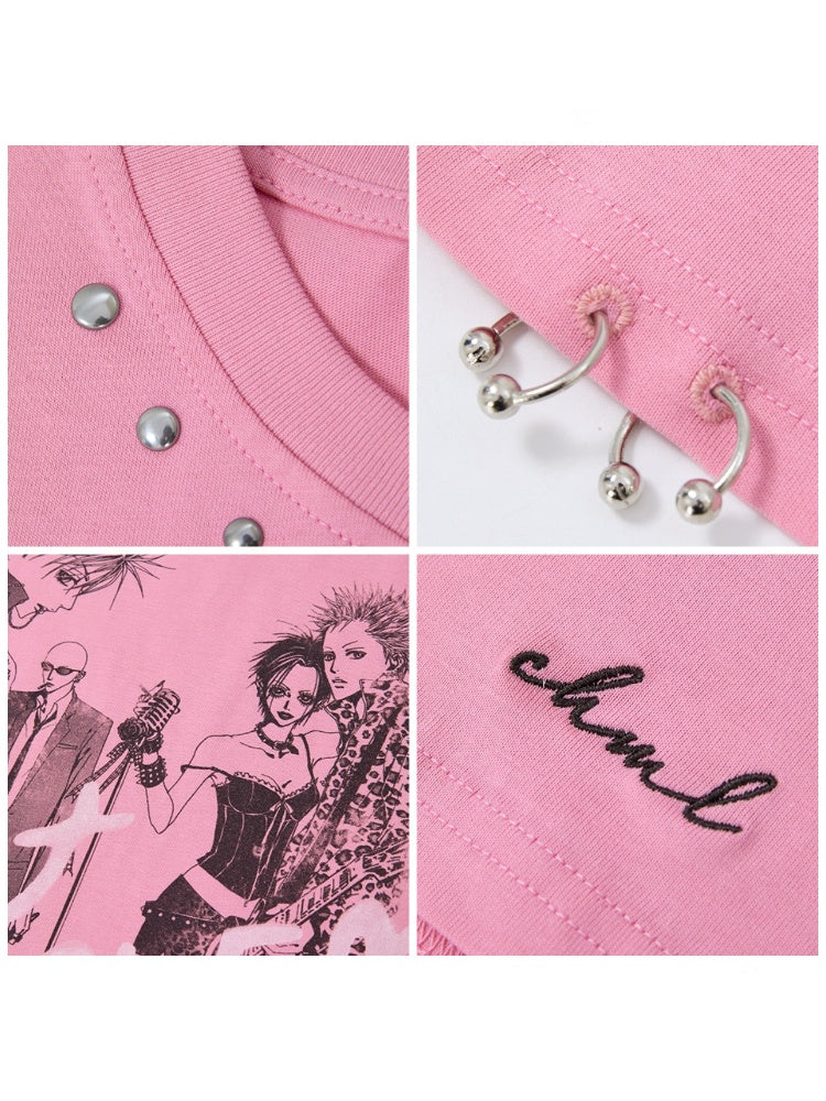 Chemical Girl × NANA Collaboration Metal Ring Slim Short-Sleeved T-Shirt【s0000016016】
