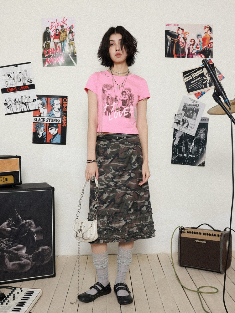 Chemical Girl × NANA Collaboration Metal Ring Slim Short-Sleeved T-Shirt【s0000016016】