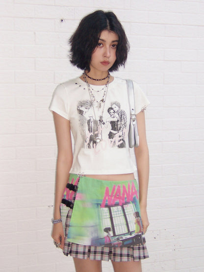 Chemical Girl × NANA Collaboration Metal Ring Slim Short-Sleeved T-Shirt【s0000016016】
