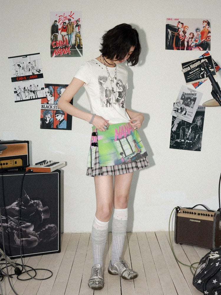 Chemical Girl × NANA Collaboration Metal Ring Slim Short-Sleeved T-Shirt【s0000016016】