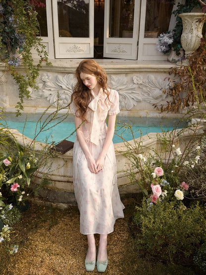 Warm Mediterranean Print Chiffon Blouse & Long Skirt Set【s0000016029】