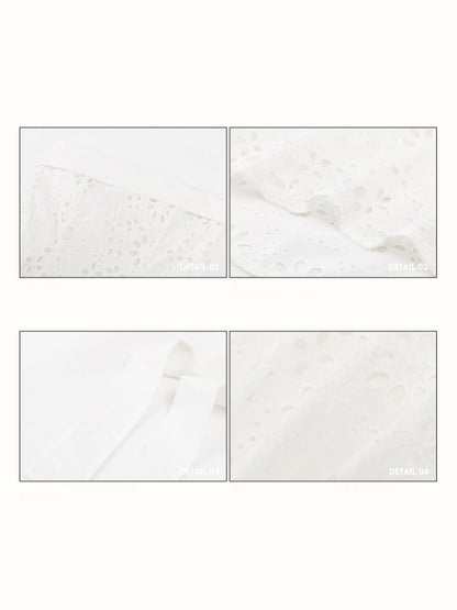 Elegant Eyelet Embroidery Irregular Skirt Dress【s0000016031】