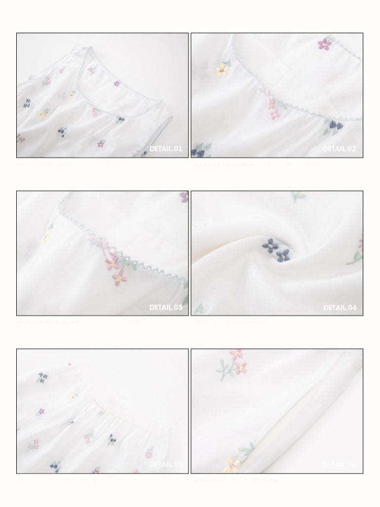 Botanical Embroidery Tank Tops Pants Dress Setup【s0000016032】