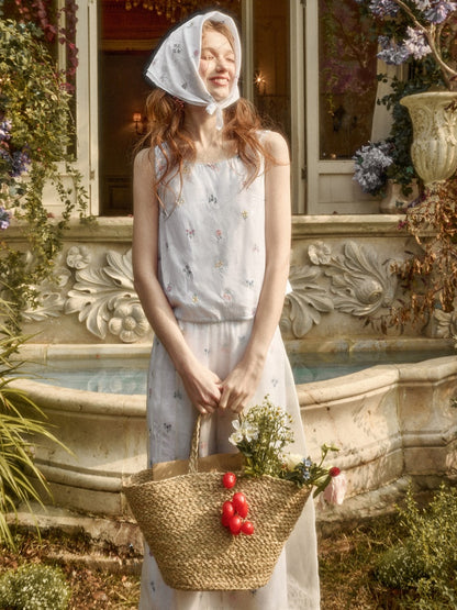 Botanical Embroidery Tank Tops Pants Dress Setup【s0000016032】