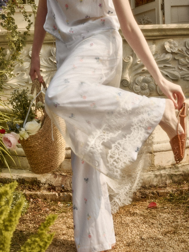 Botanical Embroidery Tank Tops Pants Dress Setup【s0000016032】