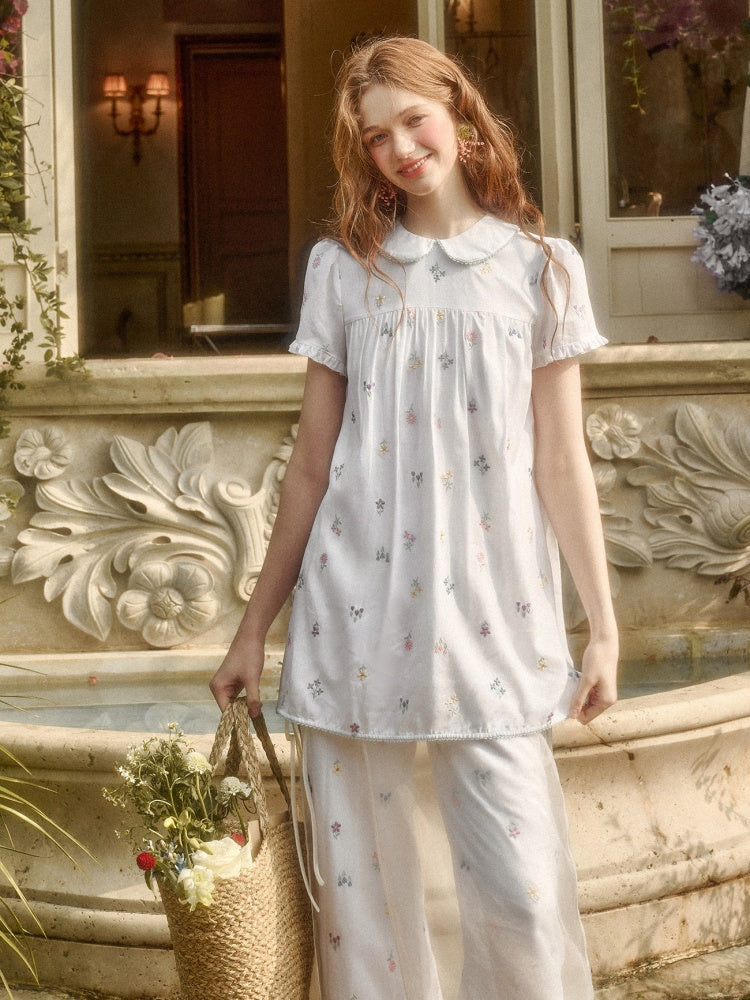 Botanical Embroidery Tank Tops Pants Dress Setup【s0000016032】