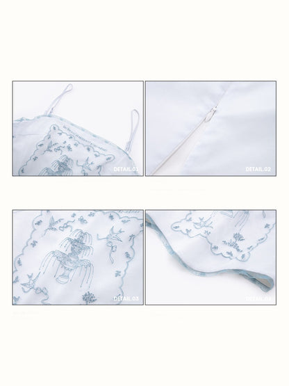 Fountain Embroidery Camisole & Scalloped Mini Skirt【s0000016033】