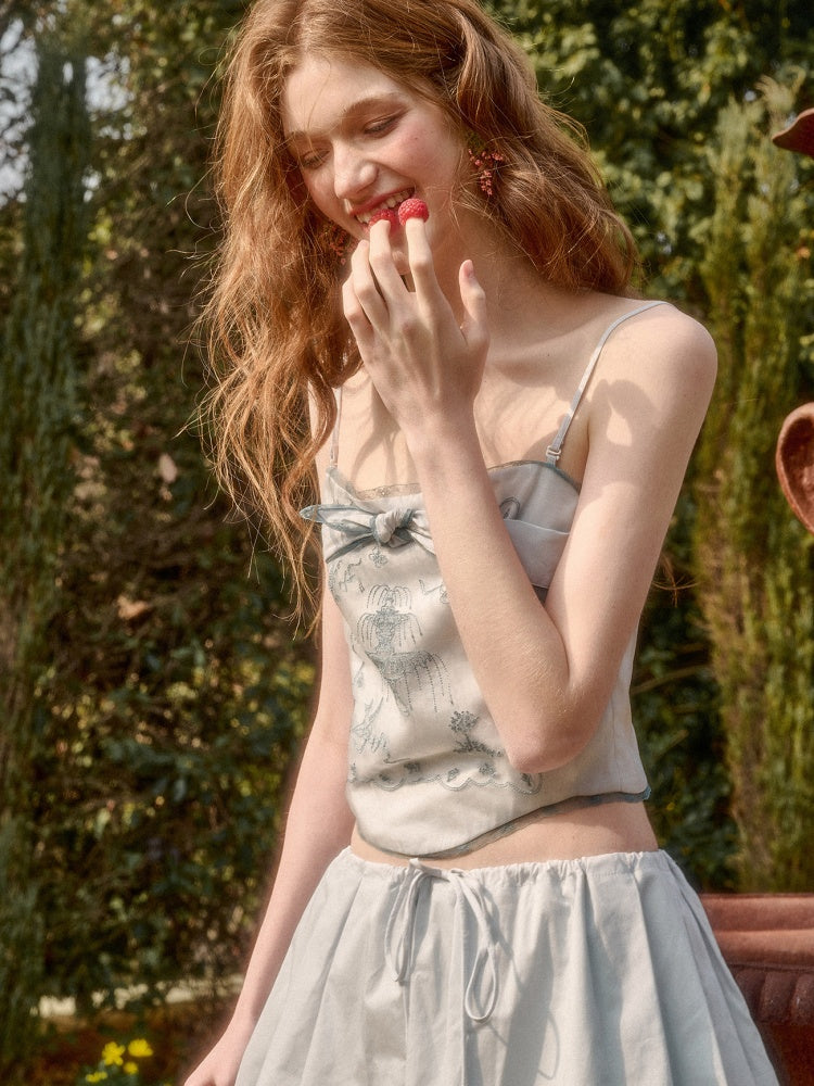 Fountain Embroidery Camisole & Scalloped Mini Skirt【s0000016033】