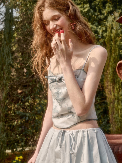 Fountain Embroidery Camisole & Scalloped Mini Skirt【s0000016033】