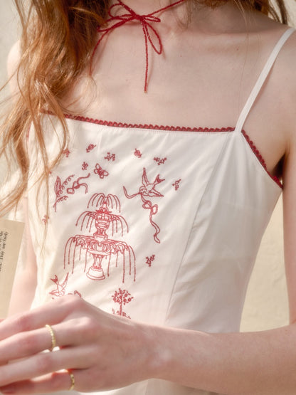 Fountain Embroidery Camisole Long Dress【s0000016036】