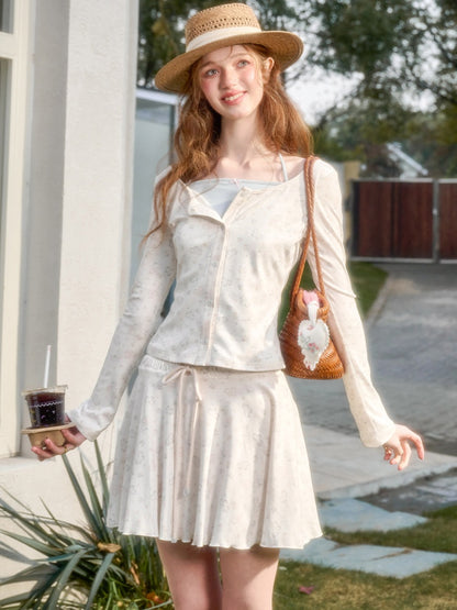 Original Hand-Painted Cardigan & Skirt Setup【s0000016038】
