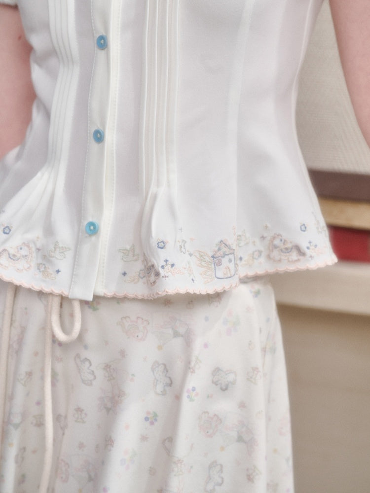Handmade Embroidery Cute Playful Doll Collar Blouse【s0000016039】