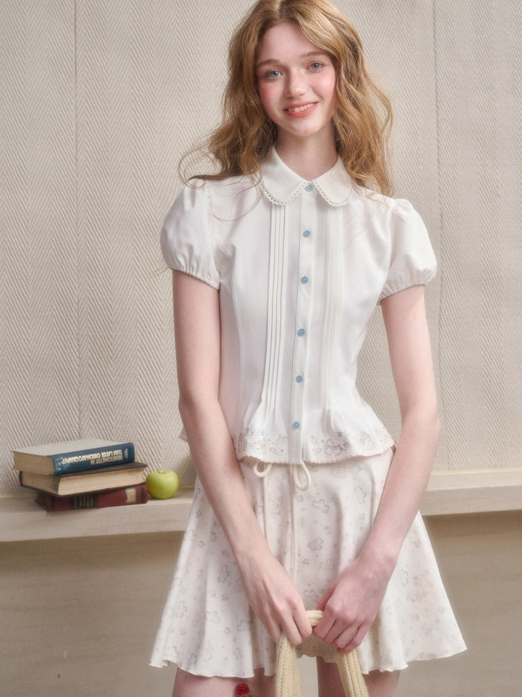 Handmade Embroidery Cute Playful Doll Collar Blouse【s0000016039】