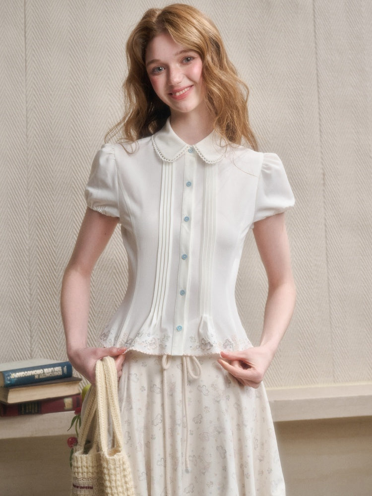 Handmade Embroidery Cute Playful Doll Collar Blouse【s0000016039】