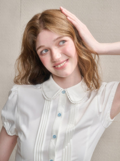 Handmade Embroidery Cute Playful Doll Collar Blouse【s0000016039】