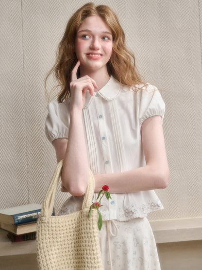 Handmade Embroidery Cute Playful Doll Collar Blouse【s0000016039】