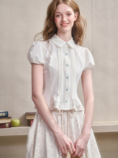 Handmade Embroidery Cute Playful Doll Collar Blouse【s0000016039】