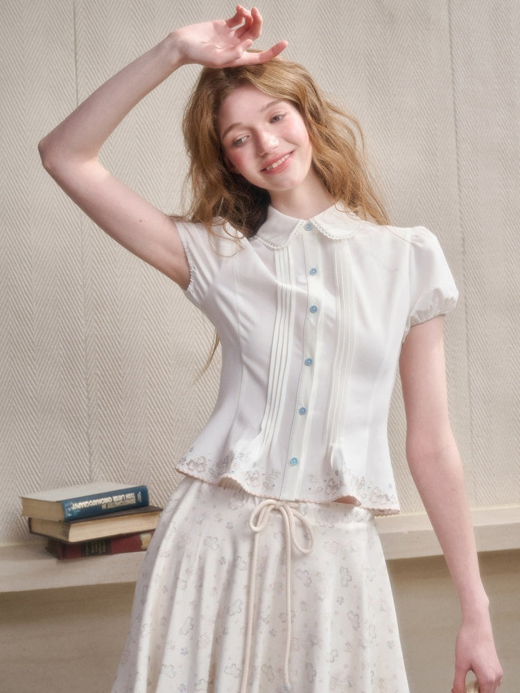 Handmade Embroidery Cute Playful Doll Collar Blouse【s0000016039】