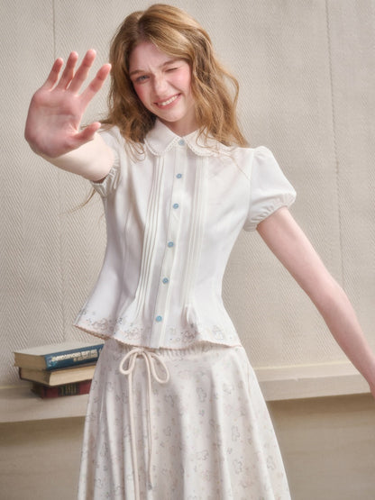Handmade Embroidery Cute Playful Doll Collar Blouse【s0000016039】
