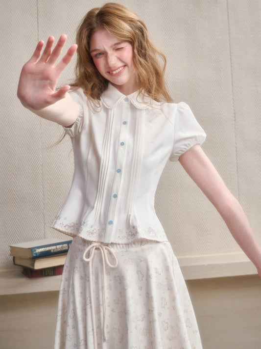 Handmade Embroidery Cute Playful Doll Collar Blouse【s0000016039】