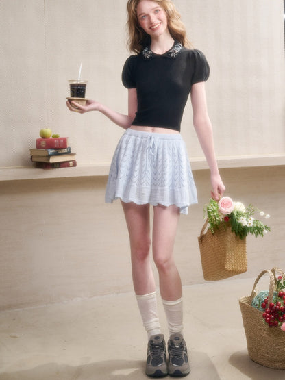 Handmade Flower Embroidered knitted Tops【s0000016040】