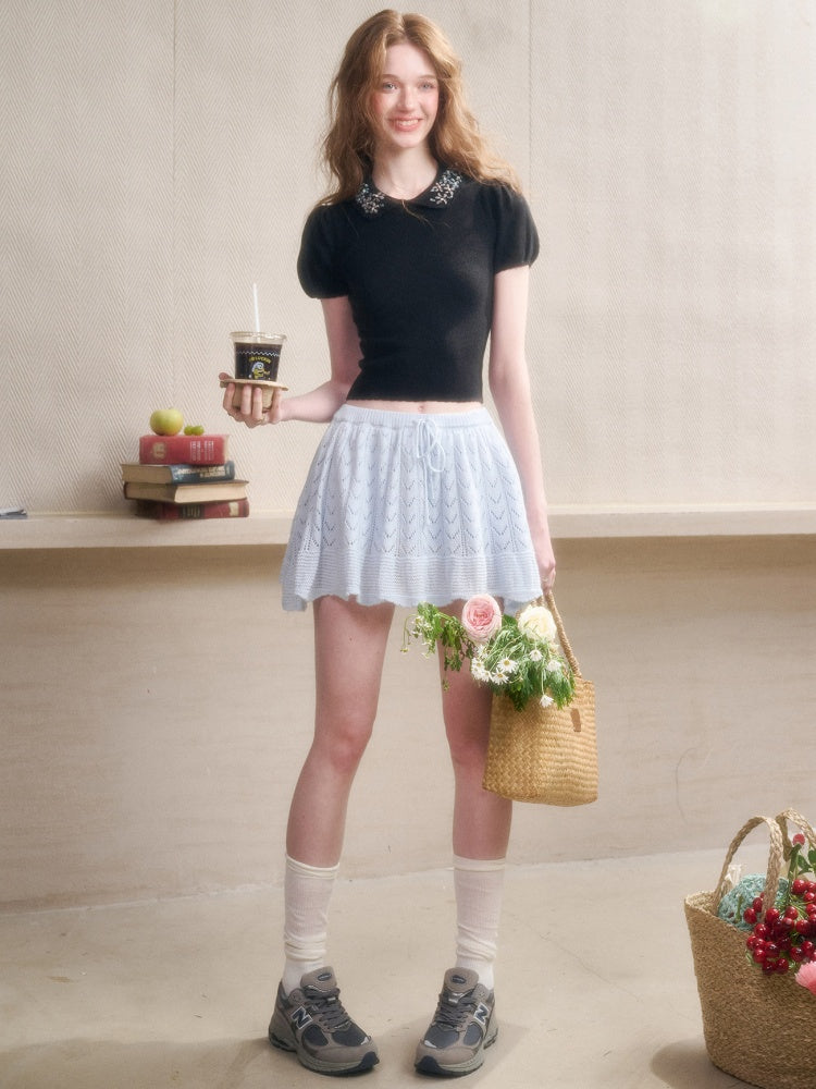 Handmade Flower Embroidered knitted Tops【s0000016040】