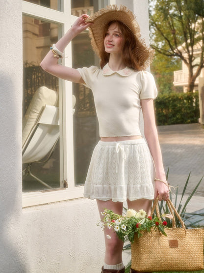 Handmade Flower Embroidered knitted Tops【s0000016040】