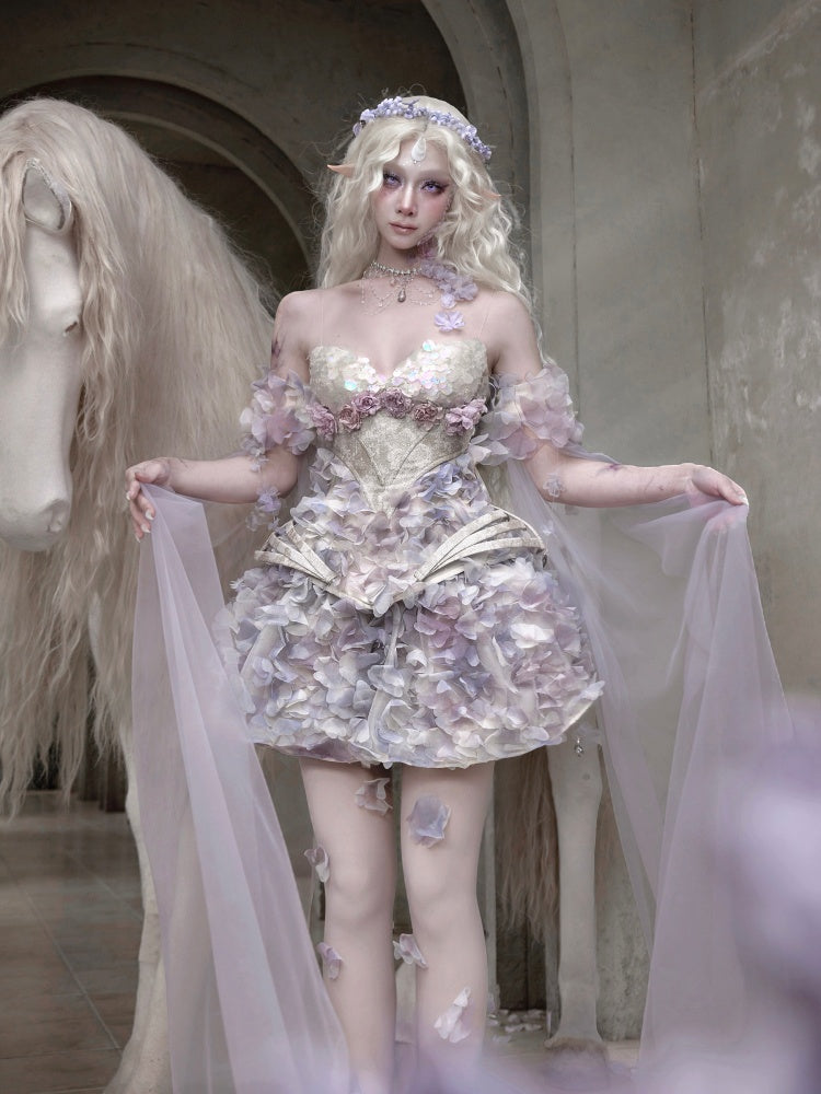 Fairy Three-Dimensional Flower Elastic Waist Short Skirt【s0000016142】