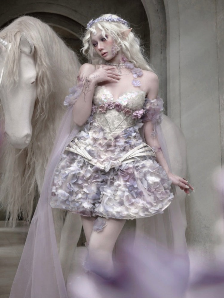Fairy Three-Dimensional Flower Elastic Waist Short Skirt【s0000016142】