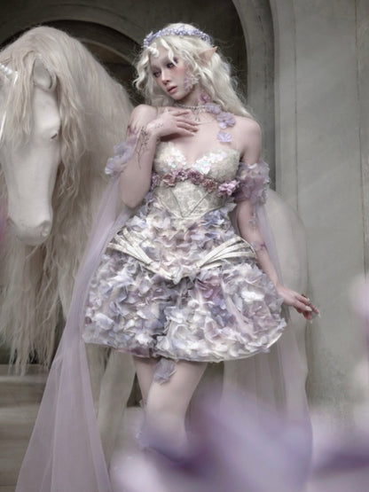 Fairy Three-Dimensional Flower Elastic Waist Short Skirt【s0000016142】