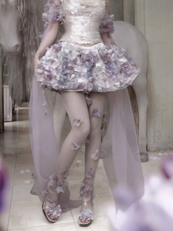 Fairy Three-Dimensional Flower Elastic Waist Short Skirt【s0000016142】