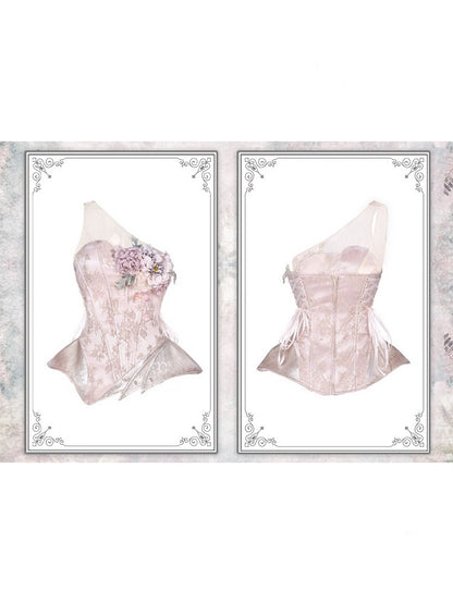 Silver Flower Asymmetrical Elf Wind Fairy Armor Fishbone Corset【s0000016143】