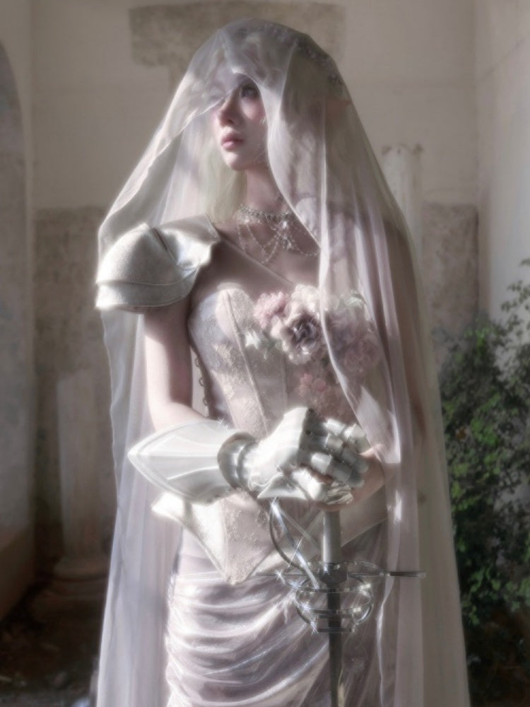 Silver Flower Asymmetrical Elf Wind Fairy Armor Fishbone Corset【s0000016143】