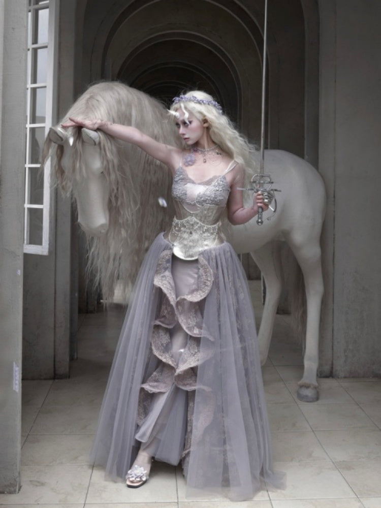 Embroidered Nail Bead Fairy Mermaid Skirt Slip Dress【s0000016144】