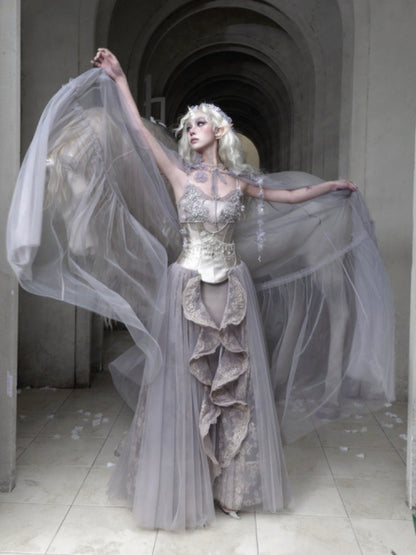 Embroidered Nail Bead Fairy Mermaid Skirt Slip Dress【s0000016144】