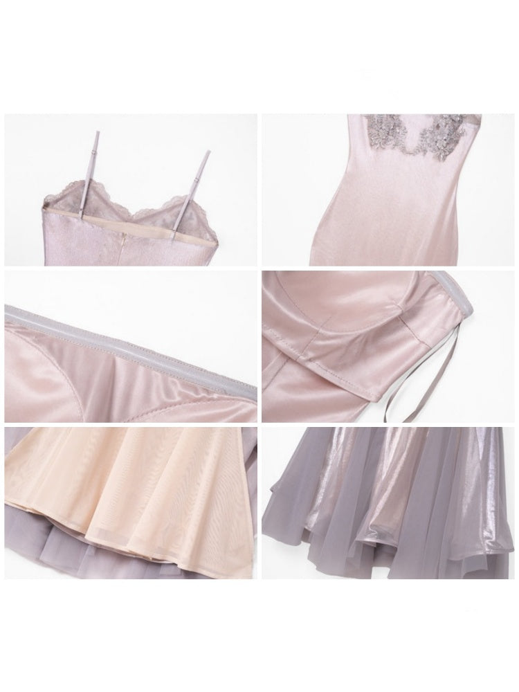 Embroidered Nail Bead Fairy Mermaid Skirt Slip Dress【s0000016144】