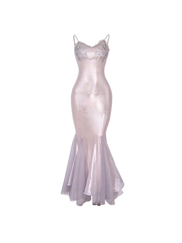 Embroidered Nail Bead Fairy Mermaid Skirt Slip Dress【s0000016144】