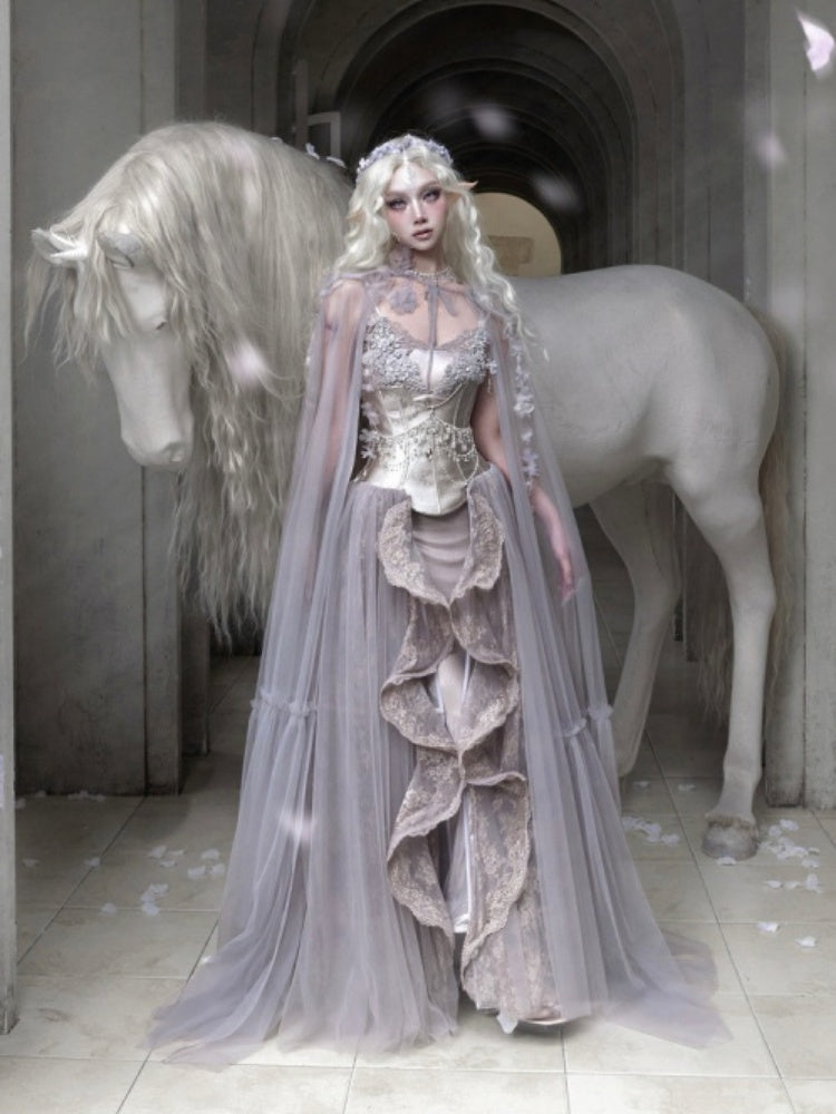 Embroidered Nail Bead Fairy Mermaid Skirt Slip Dress【s0000016144】