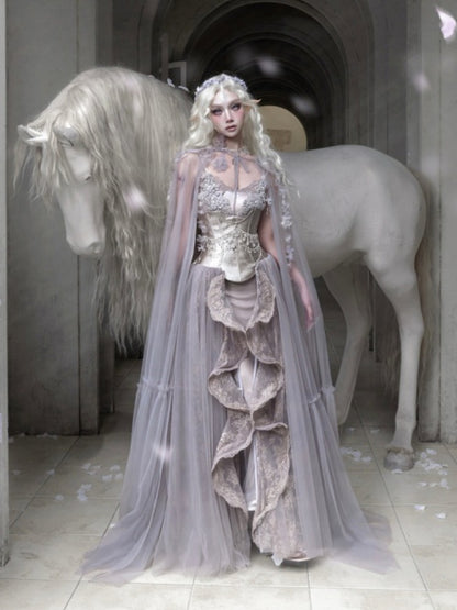 Embroidered Nail Bead Fairy Mermaid Skirt Slip Dress【s0000016144】