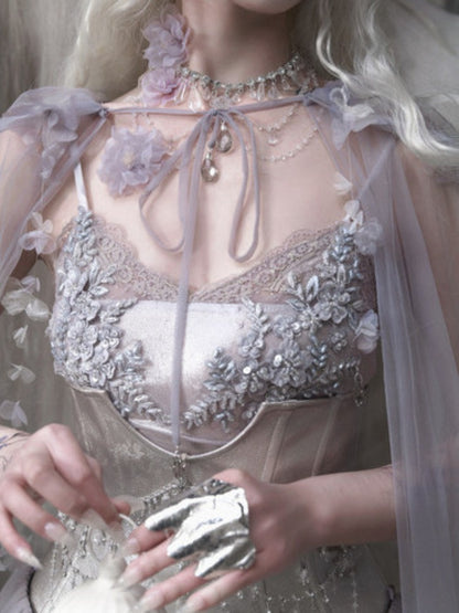 Handmade Flower Elf Style Fairy Mesh Hooded Cloak【s0000016145】