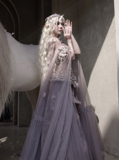 Handmade Flower Elf Style Fairy Mesh Hooded Cloak【s0000016145】