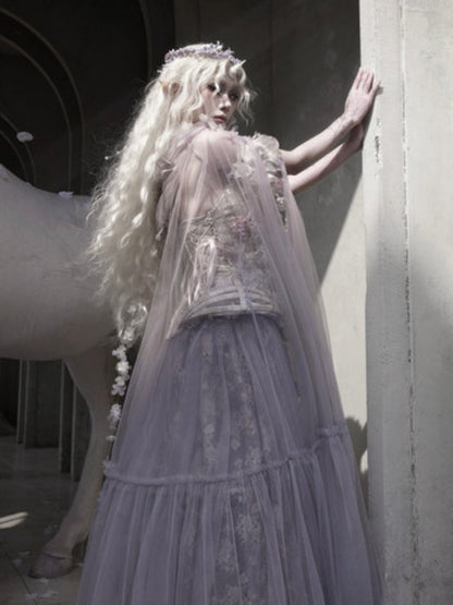 Handmade Flower Elf Style Fairy Mesh Hooded Cloak【s0000016145】