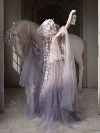 Handmade Flower Elf Style Fairy Mesh Hooded Cloak【s0000016145】