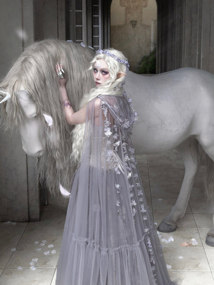 Handmade Flower Elf Style Fairy Mesh Hooded Cloak【s0000016145】