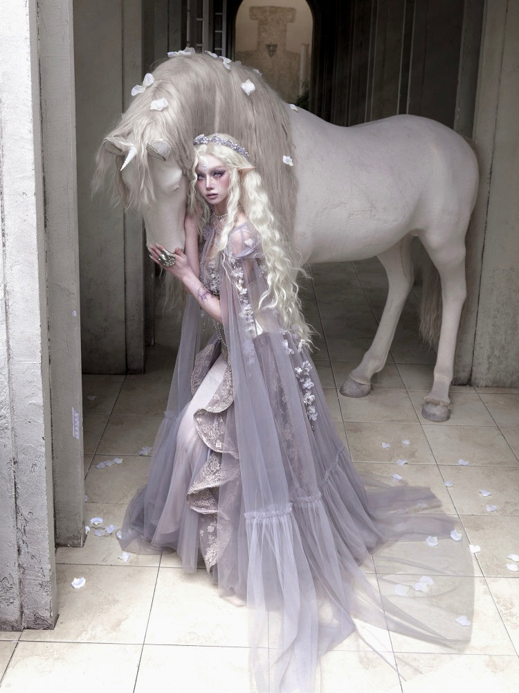 Handmade Flower Elf Style Fairy Mesh Hooded Cloak【s0000016145】