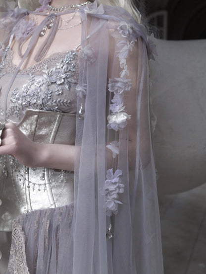 Handmade Flower Elf Style Fairy Mesh Hooded Cloak【s0000016145】