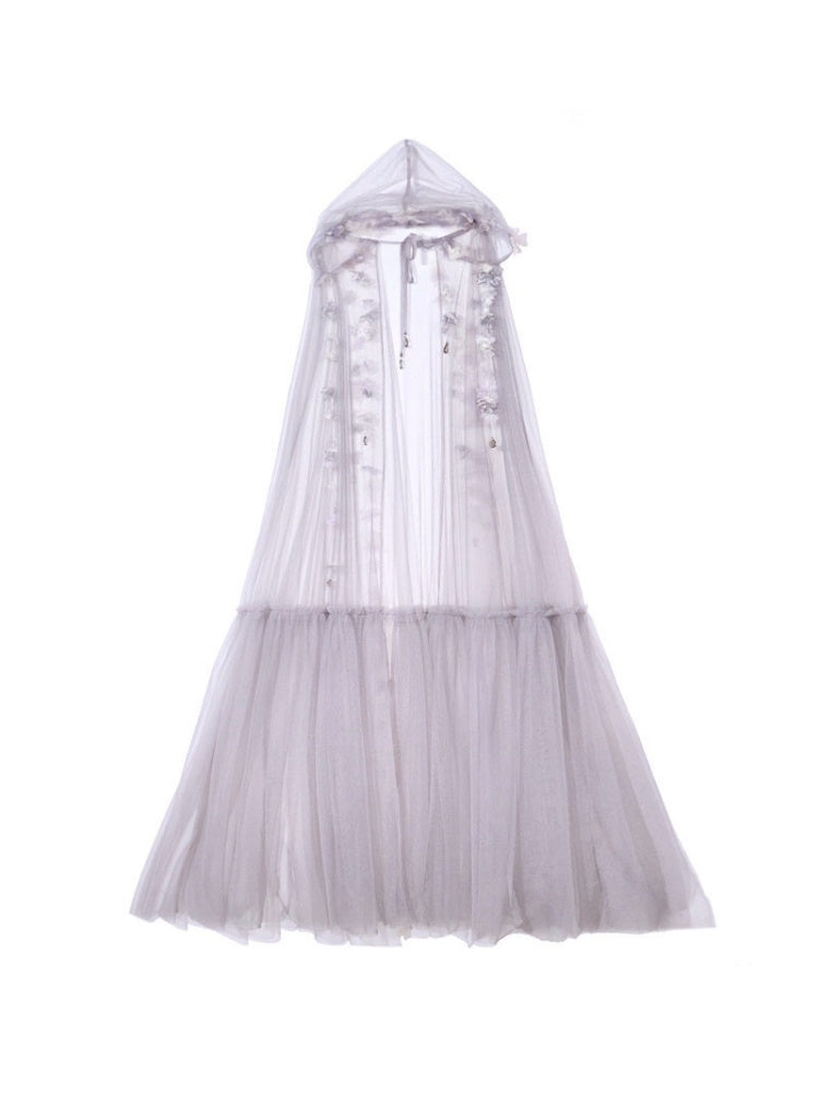 Handmade Flower Elf Style Fairy Mesh Hooded Cloak【s0000016145】