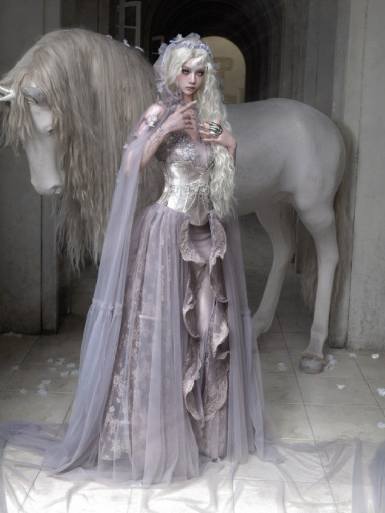 Handmade Flower Elf Style Fairy Mesh Hooded Cloak【s0000016145】