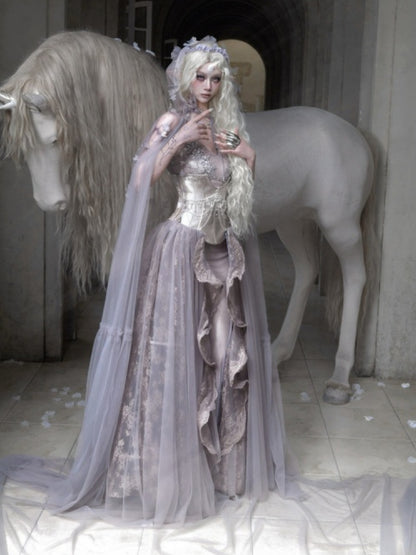 Handmade Flower Elf Style Fairy Mesh Hooded Cloak【s0000016145】