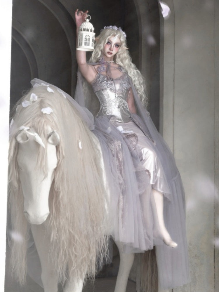 Handmade Flower Elf Style Fairy Mesh Hooded Cloak【s0000016145】